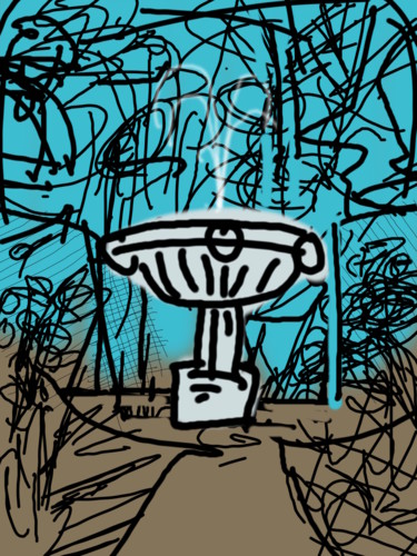 Scribble Landscape With Fountain